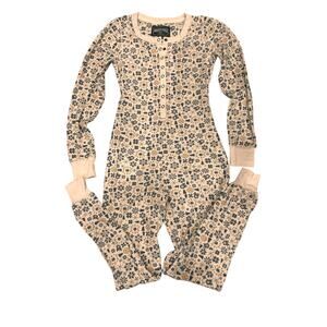 Y2K American Eagle Thermal Pajamas XS Snowflake Print Snap Front Cottagecore